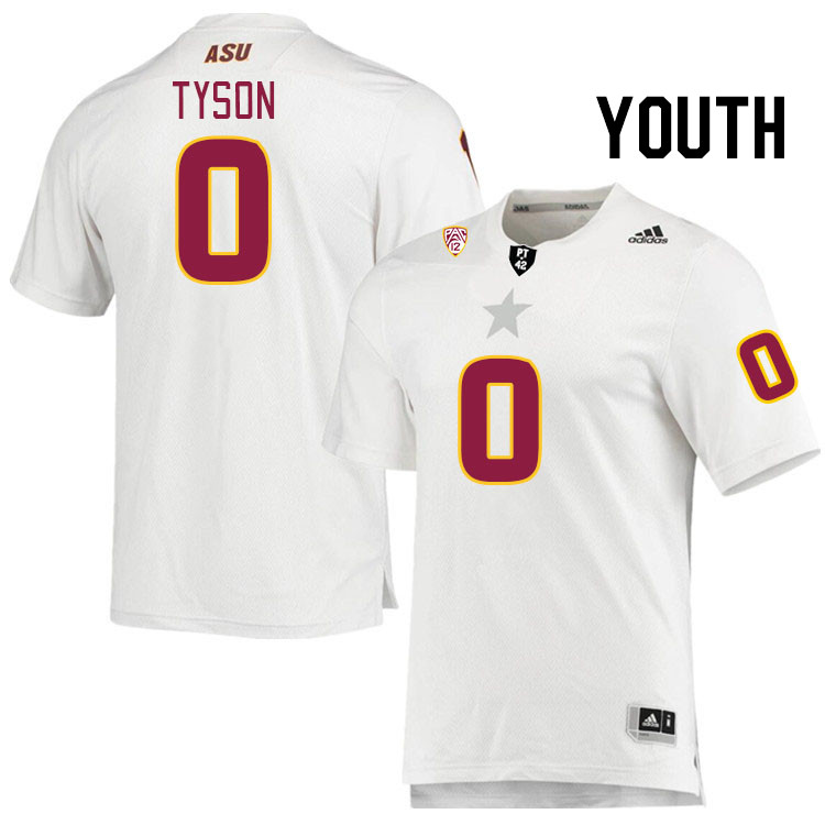 Youth #0 Jordyn Tyson Arizona State Sun Devils College Football Jerseys Stitched Sale-White